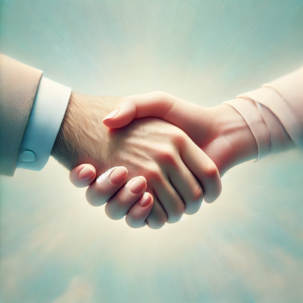 Close-up of a handshake symbolizing trust, collaboration, and successful partnerships in business.